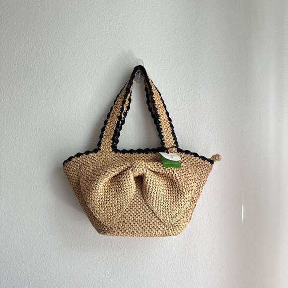 Kate Spade x Target Tan + Black Raffia Tote NWT - Picture 1 of 8